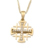 14K Gold Jerusalem Cross Pendant with Cubic Zirconia - 2