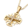 14K Gold Jerusalem Cross Pendant with Cubic Zirconia - 3