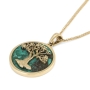 14K Gold Round Tree of Life Pendant with Eilat Stone - 3