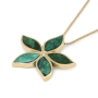 14K Yellow Gold Women's Flower Pendant with Diamond and Eilat Stone - 3