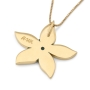 14K Yellow Gold Women's Flower Pendant with Diamond and Eilat Stone - 4