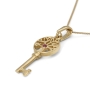 14K Gold Key Tree of Life Necklace With Ruby Stone (Choice of Colors) - 3