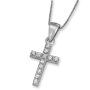 14K White Gold and Diamond Classic Roman Cross Pendant with 12 Diamonds - 1