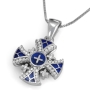 Anbinder Jewelry 14K White Gold and Enamel Splayed Jerusalem Cross Pendant with 44 Diamonds - 1