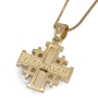 Anbinder Jewelry 14K Yellow Gold and Enamel Milgrain Classic Jerusalem Cross Pendant with 13 Diamonds - 2
