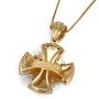 Anbinder Jewelry Two-Tone 14K Gold Splayed Jerusalem Cross Pendant with Blue Enamel and 37 Diamonds - 3
