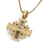Two-Tone 14K Gold and Enamel Evil Eye Jerusalem Cross Pendant with 29 Diamonds - 2