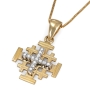 Anbinder Jewelry Two-Tone 14K Gold Classic Jerusalem Cross with 13 Diamonds - 1