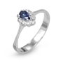 Anbinder 14K White Gold Teardrop Sapphire and Diamond Halo Women's Engagement Ring - 2