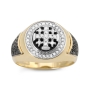 Anbinder Jewelry 14K Gold Luxurious Jerusalem Cross Ring with White and Black Diamonds and Black Enamel - 3