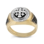Anbinder Jewelry 14K Gold Luxurious Jerusalem Cross Ring with White and Black Diamonds and Black Enamel - 4