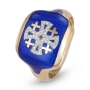 Anbinder Jewelry 14K Yellow Gold Blue Enamel and Diamond Men’s Jerusalem Cross Square Ecclesiastical Ring - 2