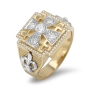 Deluxe 14K Gold Jerusalem Cross Unisex Diamond Ring - 4