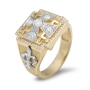 Deluxe 14K Gold Jerusalem Cross Unisex Diamond Ring - 1
