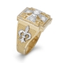 Deluxe 14K Gold Jerusalem Cross Unisex Diamond Ring - 5