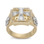 Deluxe 14K Gold Jerusalem Cross Unisex Diamond Ring - 7