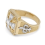 Deluxe 14K Gold Jerusalem Cross Unisex Diamond Ring - 6