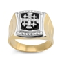 Anbinder Jewelry 14K Gold Square Jerusalem Cross Ring with Diamonds and Black Enamel - 1