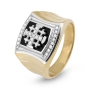 Anbinder Jewelry 14K Gold Square Jerusalem Cross Ring with Diamonds and Black Enamel - 4