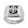 Anbinder Jewelry 14K Gold Square Jerusalem Cross Ring with Diamonds and Black Enamel - 2