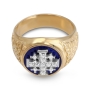 Anbinder Jewelry 14K Yellow Gold Enamel and Diamond Men’s Jerusalem Cross Ecclesiastical Signet Ring with Celtic Knots - 3