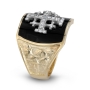 Anbinder Jewelry 14K Gold Black Enameled Diamond Jerusalem Cross Men’s Ecclesiastical Knuckle Ring with Jerusalem Carving - 3