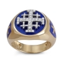 Anbinder Jewelry 14K Yellow Gold Enamel and Diamond Men’s Jerusalem Cross Ecclesiastical Signet Ring with Crusader Shield Crosses - 2