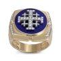 Anbinder Jewelry 14K Gold Enamel and Diamond Men’s Grooved Jerusalem Cross Square Ecclesiastical Signet Ring - 2
