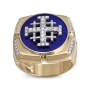 Anbinder Jewelry 14K Gold Enamel and Diamond Men’s Grooved Jerusalem Cross Square Ecclesiastical Signet Ring - 3