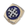 Anbinder Jewelry 14K Gold Enamel and Diamond Men’s Grooved Jerusalem Cross Square Ecclesiastical Signet Ring - 7