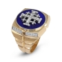 Anbinder Jewelry 14K Gold Enamel and Diamond Men’s Grooved Jerusalem Cross Square Ecclesiastical Signet Ring - 4