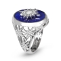 Anbinder Deluxe 14K White Gold, Diamond, and Blue Enamel Star of Bethlehem Signet Ring - 2