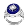 Anbinder Deluxe 14K White Gold, Diamond, and Blue Enamel Star of Bethlehem Signet Ring - 3