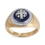Anbinder Jewelry 14K Yellow Gold Enamel and Diamond Round Men’s Jerusalem Cross Halo Signet Ring - 2