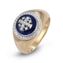 Anbinder Jewelry 14K Yellow Gold Enamel and Diamond Round Men’s Jerusalem Cross Halo Signet Ring - 1