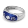 Anbinder Jewelry 14K White Gold and Blue Enamel Jerusalem Cross Diamond Ring - 2