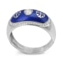 Anbinder Jewelry 14K White Gold and Blue Enamel Jerusalem Cross Diamond Ring - 3
