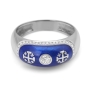 Anbinder Jewelry 14K White Gold and Blue Enamel Jerusalem Cross Diamond Ring - 4