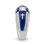 Anbinder Jewelry 14K White Gold Women's Diamond Ring with Latin Crosses and Blue Enamel - 4