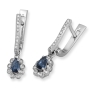 Anbinder 14K White Gold Teardrop Sapphire and Diamond Halo Drop Earrings  - 2