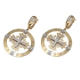 Anbinder Deluxe 14K Gold and Diamond Jerusalem Cross Hanging Disk Earrings with Celtic Knots and 94 Diamonds - 1