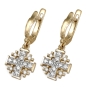 Anbinder 14K Yellow Gold and Diamond Classic Jerusalem Cross Hanging Earrings with 26 Diamonds - 1