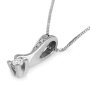Anbinder 14K White Gold and Diamond Asymmetrical Ribbon Solitaire Pendant with Triple Diamond Accent - 2