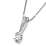 Anbinder 14K White Gold and Diamond Asymmetrical Ribbon Solitaire Pendant with Triple Diamond Accent - 3