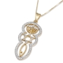 14K Yellow Gold and Diamond Messianic Grafted-In Openwork Bubble Frame Pendant - 1
