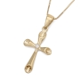 14K Gold Latin Cross Necklace Pendant with Diamond - 3
