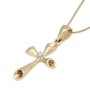 14K Gold Latin Cross Necklace Pendant with Diamond - 2