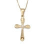 14K Gold Latin Cross Necklace Pendant with Diamond - 4