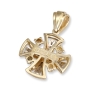Anbinder Jewelry Two Tone 14K White & Yellow Gold Rounded Jerusalem Cross Pendant with 25 Diamonds - 2