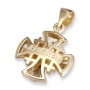Anbinder Jewelry 14K Yellow Gold and Diamond Splayed Jerusalem Cross Pendant with 21 Diamonds - 2